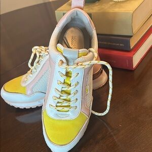 Michael Kors Women's Vibrant Yellow and White Sneakers
